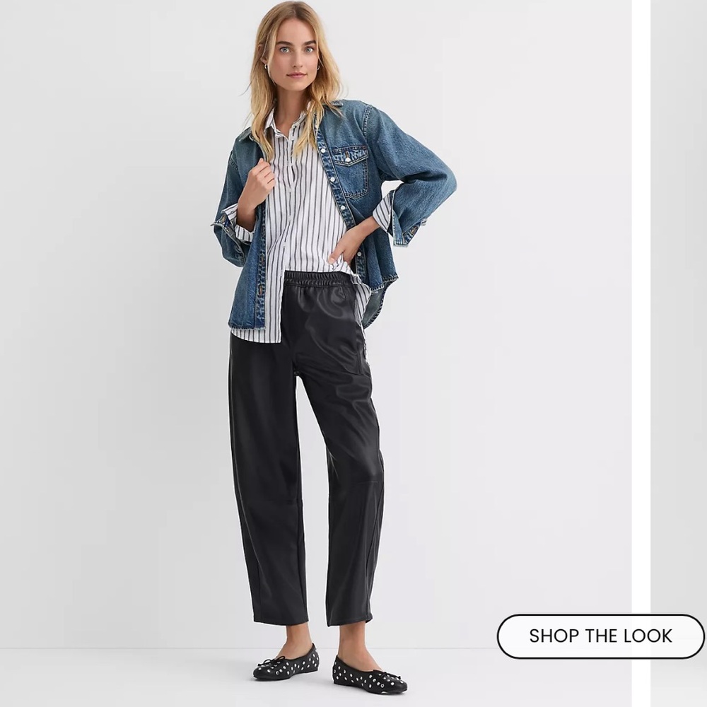 Loft faux leather barrel pants